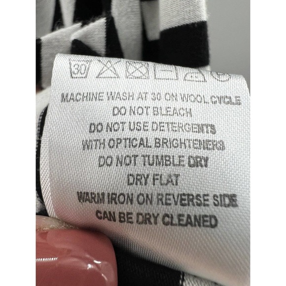 Hobbs London Women’s Sleeveless V Neck Striped Knit Tee Black Tan Size Medium - Picture 5 of 7